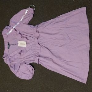 Missguided Poplin Skater Dress Cotton Puff Sleeve Frill Waist Ruched Ruffle Hem